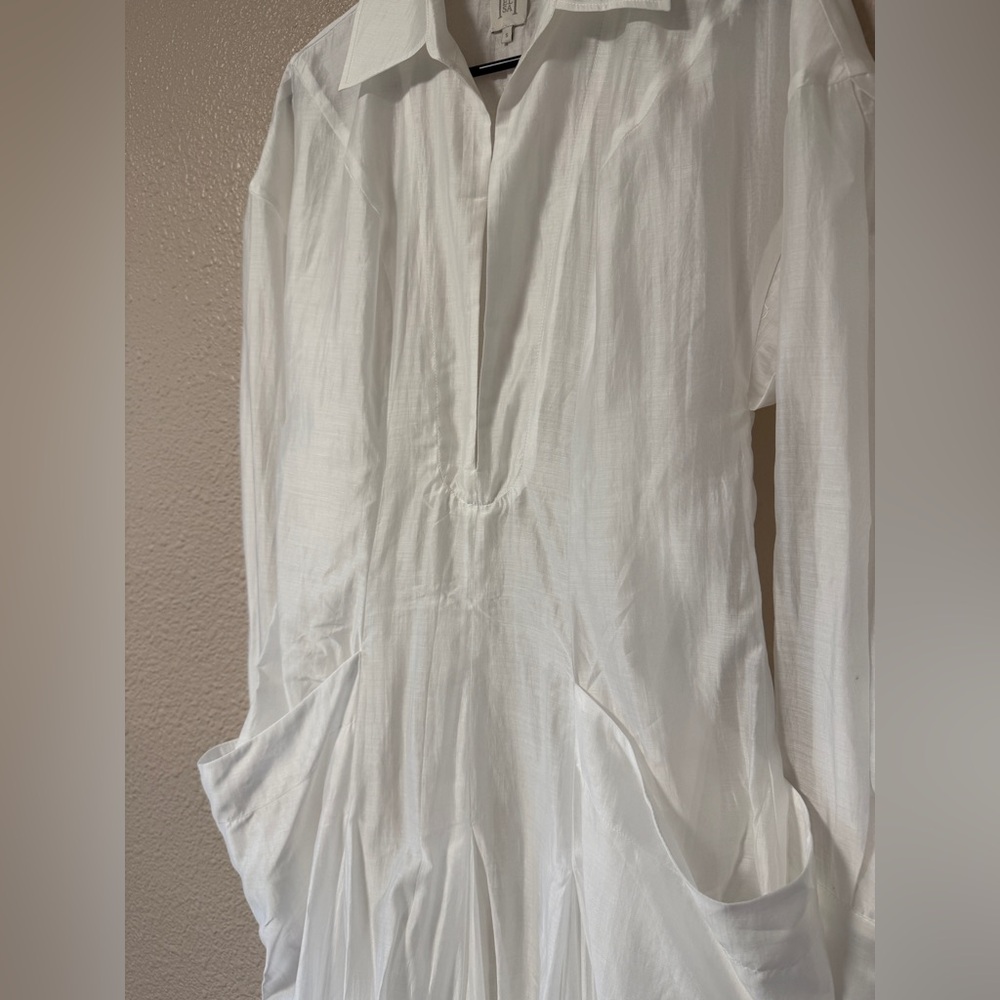 NWOT Helsa The Musee Midi Dress White Sheer Resort Vacation Beach S Summer Ibiza - Picture 7 of 12